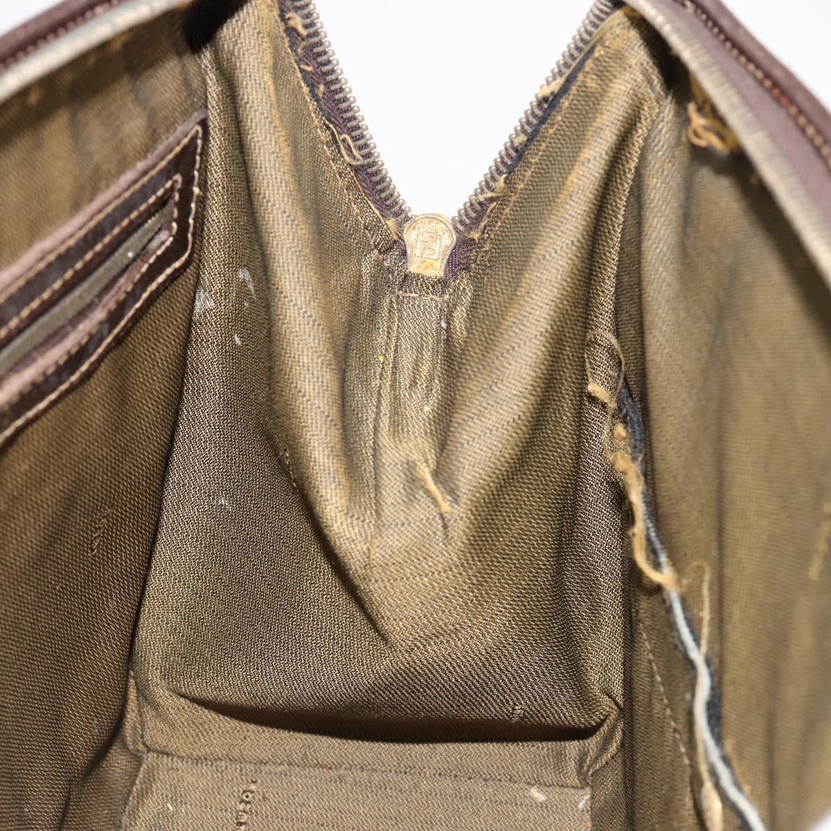 FENDI Zucca Canvas Hand Bag 2way Black Brown gold Auth 184637