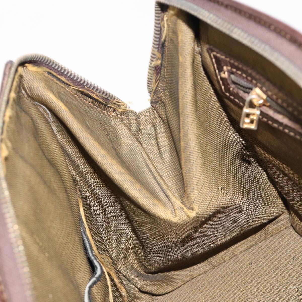 FENDI Zucca Canvas Hand Bag 2way Black Brown gold Auth 184637