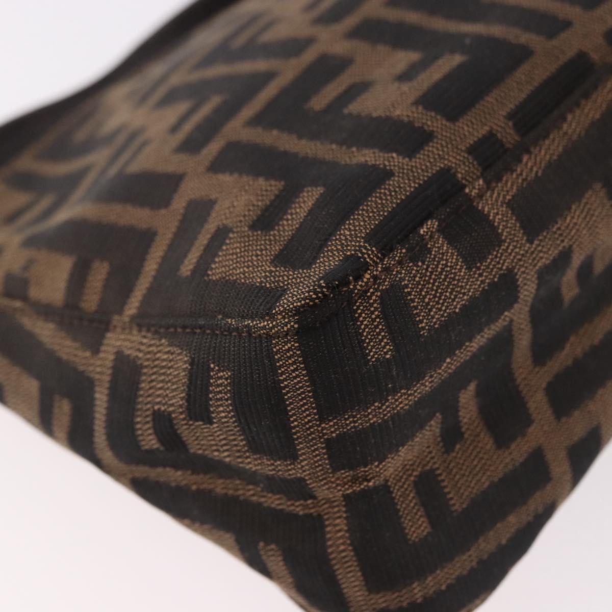 FENDI Zucca Canvas Hand Bag Black Brown Auth 184638