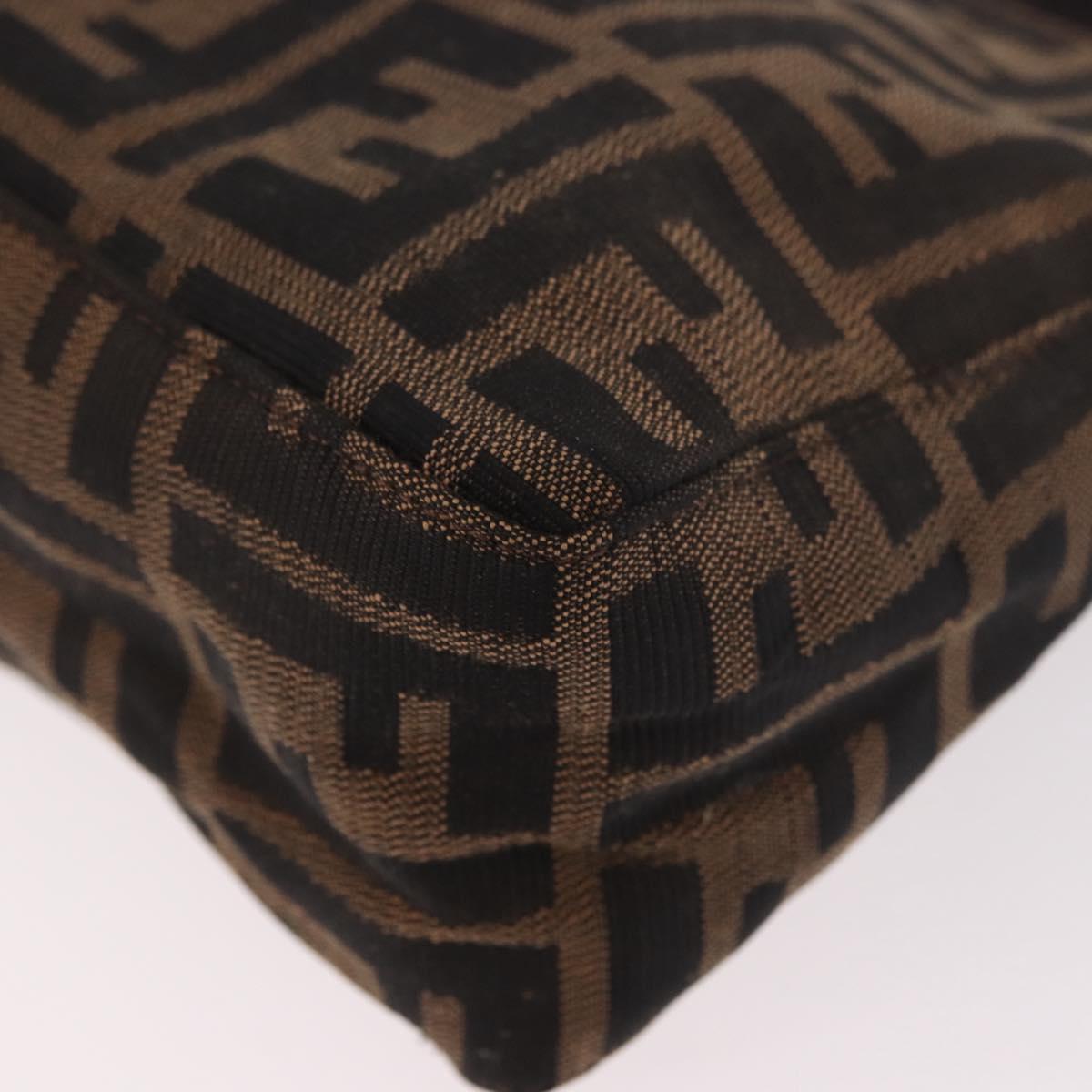 FENDI Zucca Canvas Hand Bag Black Brown Auth 184638