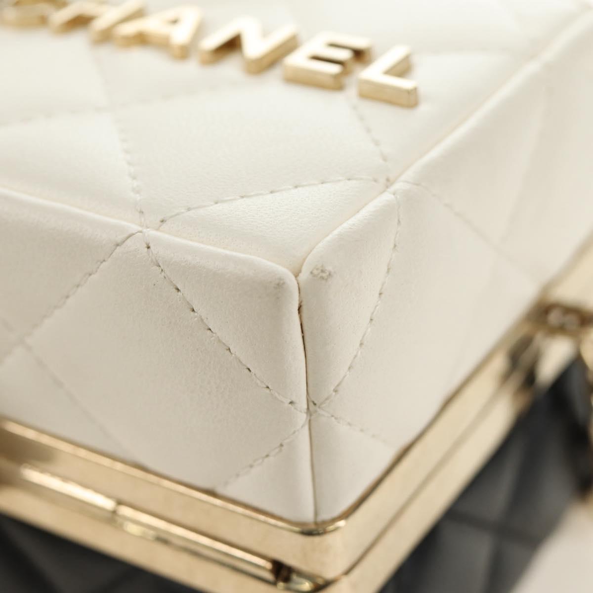 CHANEL Matelasse Chain Shoulder Pouch Lamb Skin Black Gold CC Auth 184641SAM