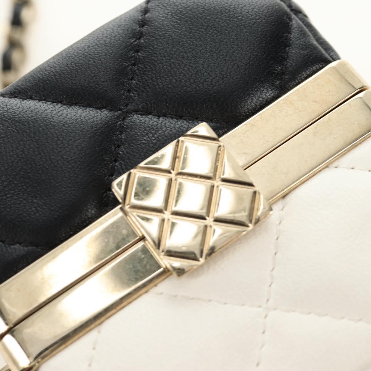 CHANEL Matelasse Chain Shoulder Pouch Lamb Skin Black Gold CC Auth 184641SAM