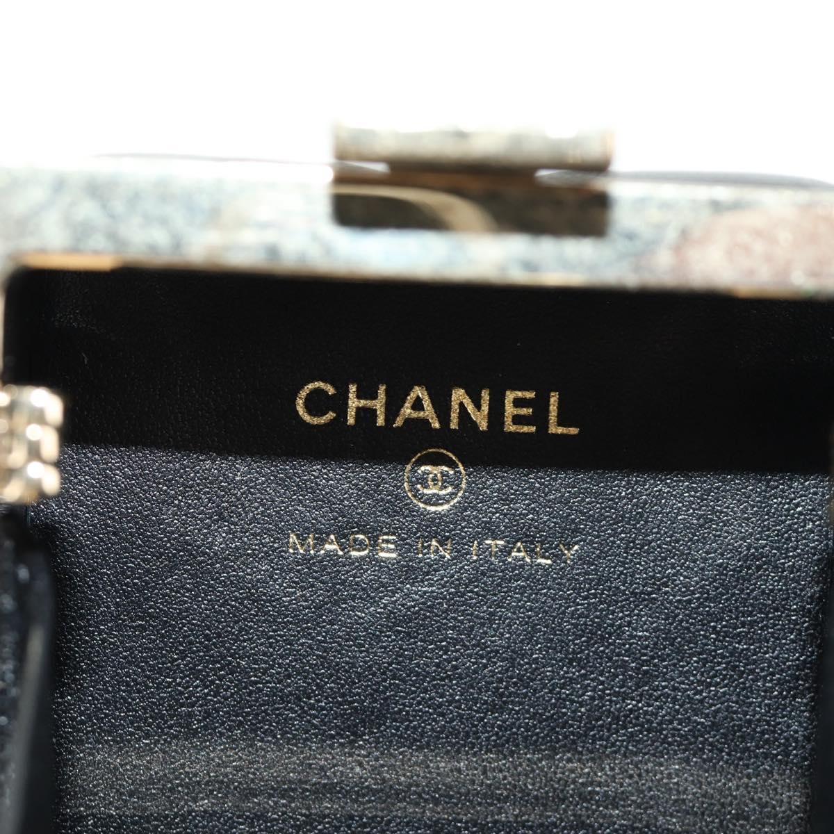 CHANEL Matelasse Chain Shoulder Pouch Lamb Skin Black Gold CC Auth 184641SAM