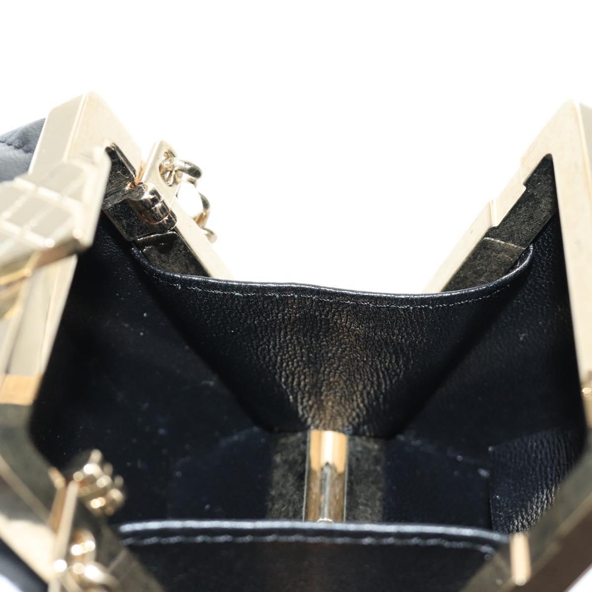 CHANEL Matelasse Chain Shoulder Pouch Lamb Skin Black Gold CC Auth 184641SAM