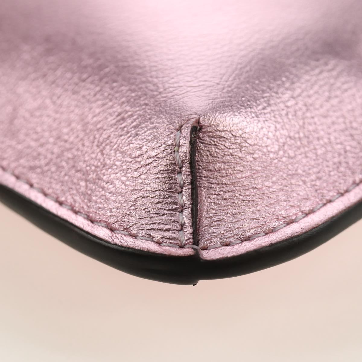 FENDI Pouch Shoulder Bag Leather Pink Silver Auth 184645M