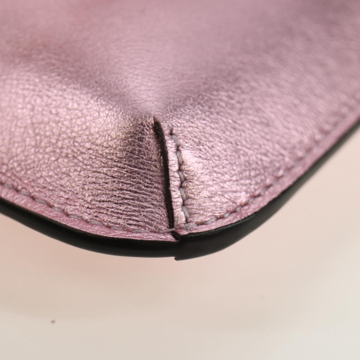 FENDI Pouch Shoulder Bag Leather Pink Silver Auth 184645M