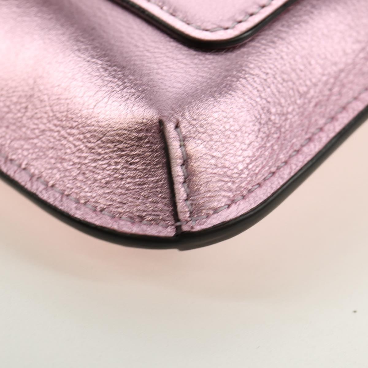 FENDI Pouch Shoulder Bag Leather Pink Silver Auth 184645M