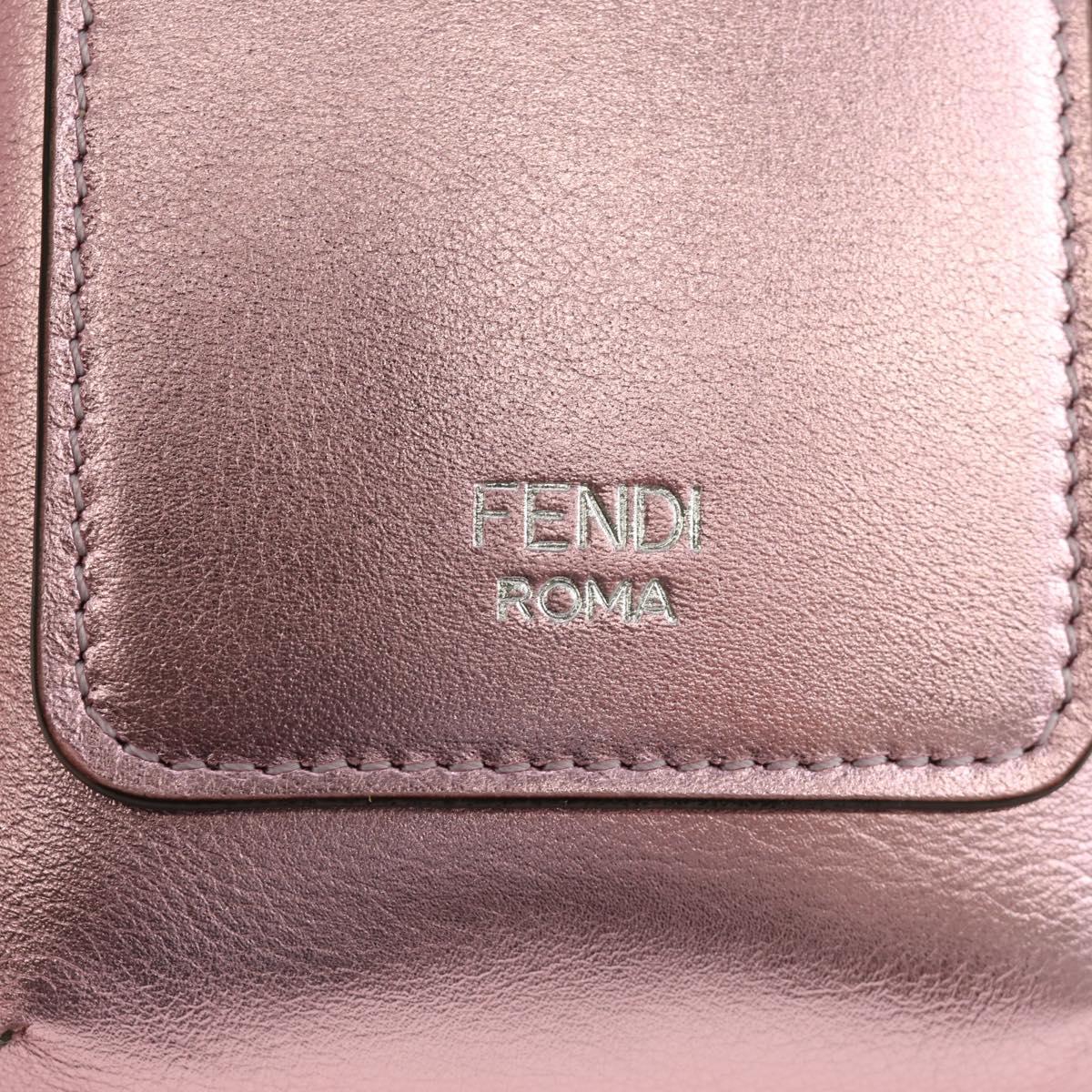 FENDI Pouch Shoulder Bag Leather Pink Silver Auth 184645M