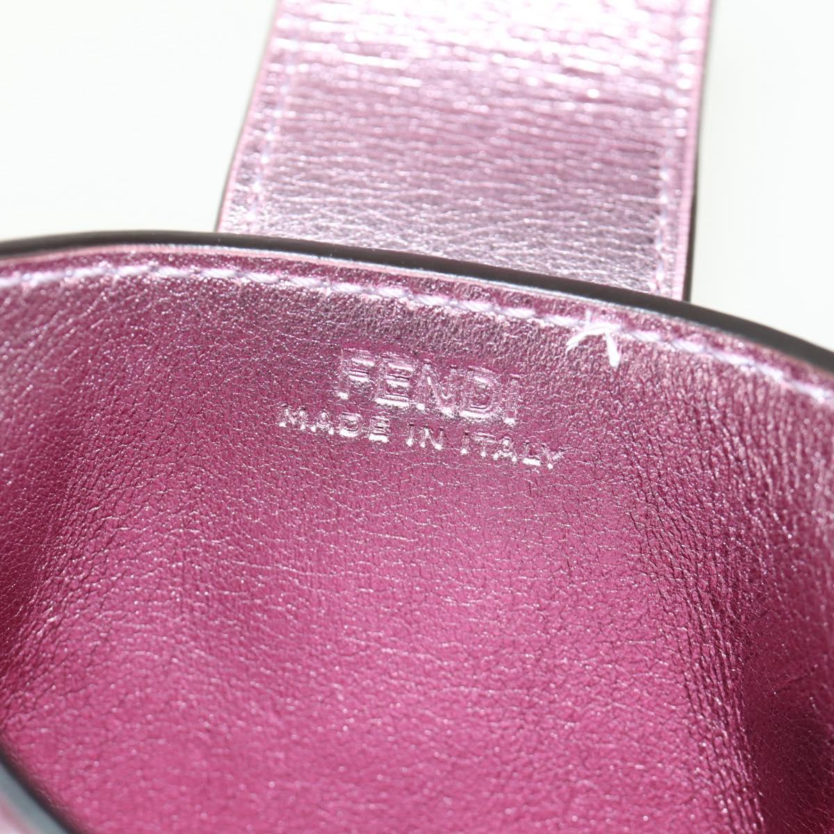 FENDI Pouch Shoulder Bag Leather Pink Silver Auth 184645M