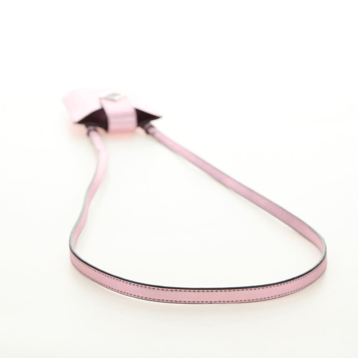 FENDI Pouch Shoulder Bag Leather Pink Silver Auth 184645M