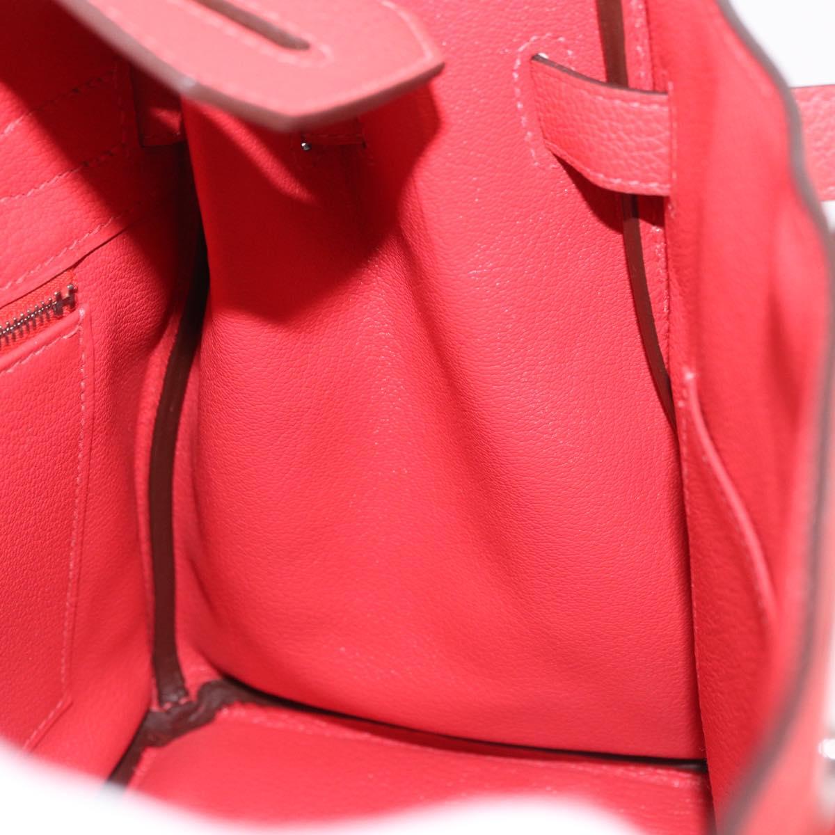 HERMES Birkin 30 Hand Bag Taurillon Leather Red Silver Auth 184651SAM