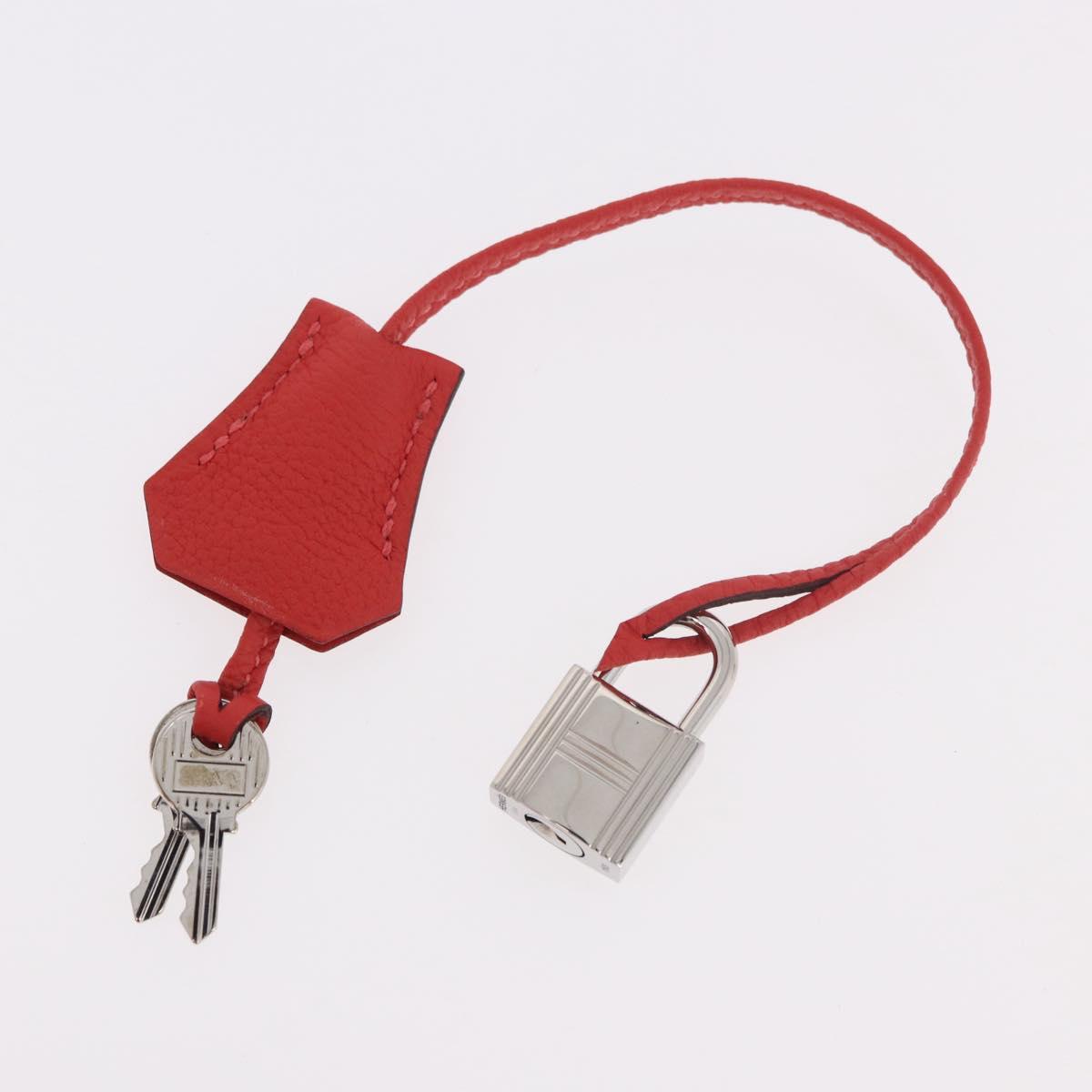 HERMES Birkin 30 Hand Bag Taurillon Leather Red Silver Auth 184651SAM