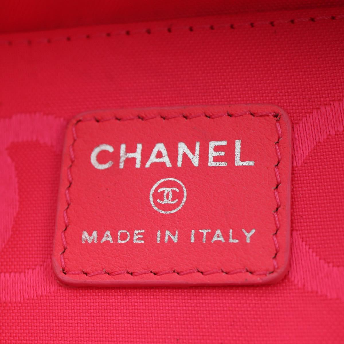CHANEL Cambon Line Matelasse Pouch Leather Black Silver CC Auth 184661V