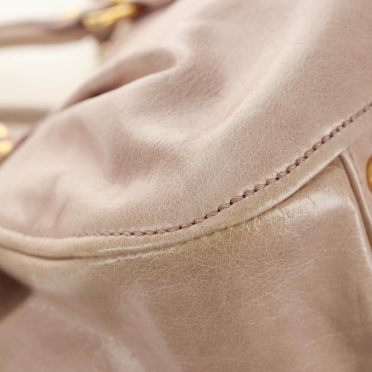 Miu Miu Ribbon Hand Bag Leather 2way Beige Gold Auth 184677M