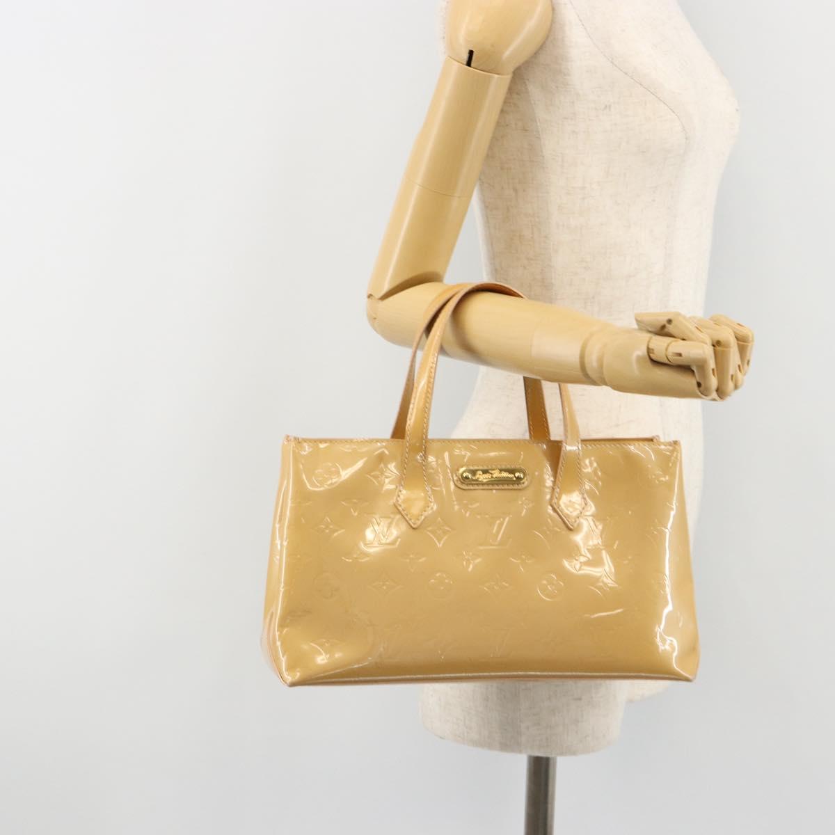 LOUIS VUITTON Vernis Wilshire PM Hand Bag Rose Flow Lantern M91642 Auth 184679
