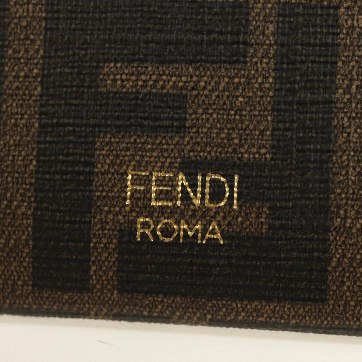 FENDI Zucca Canvas Best Friends Forever Coin Purse Brown Black Auth 184682M