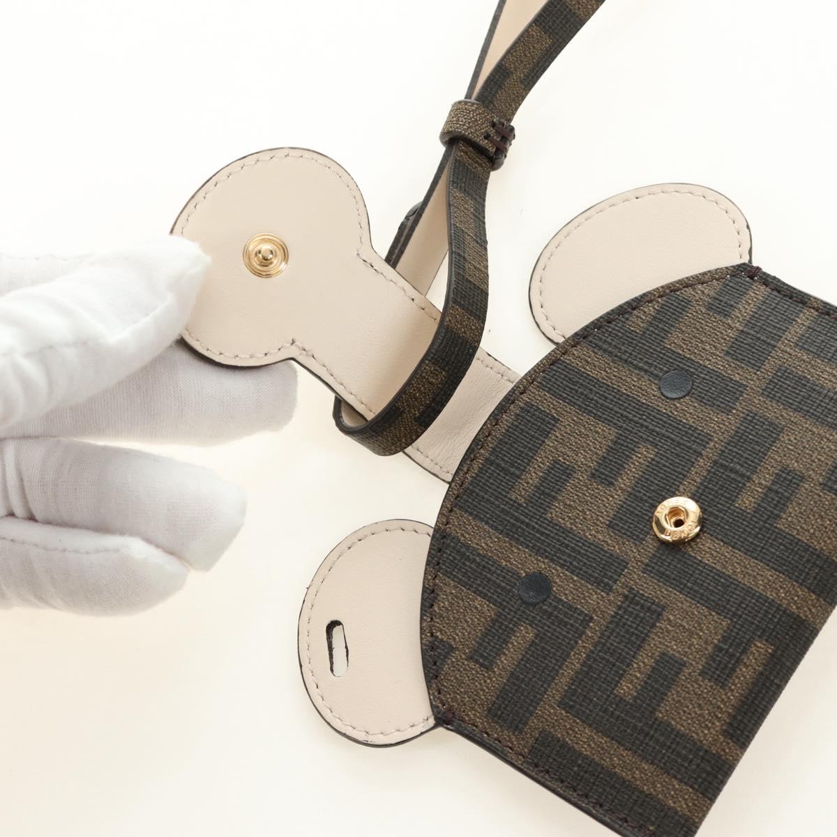 FENDI Zucca Canvas Best Friends Forever Coin Purse Brown Black Auth 184682M