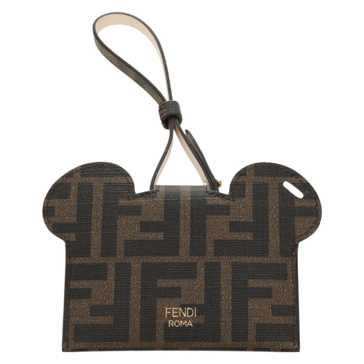 FENDI Zucca Canvas Best Friends Forever Coin Purse Brown Black Auth 184682M