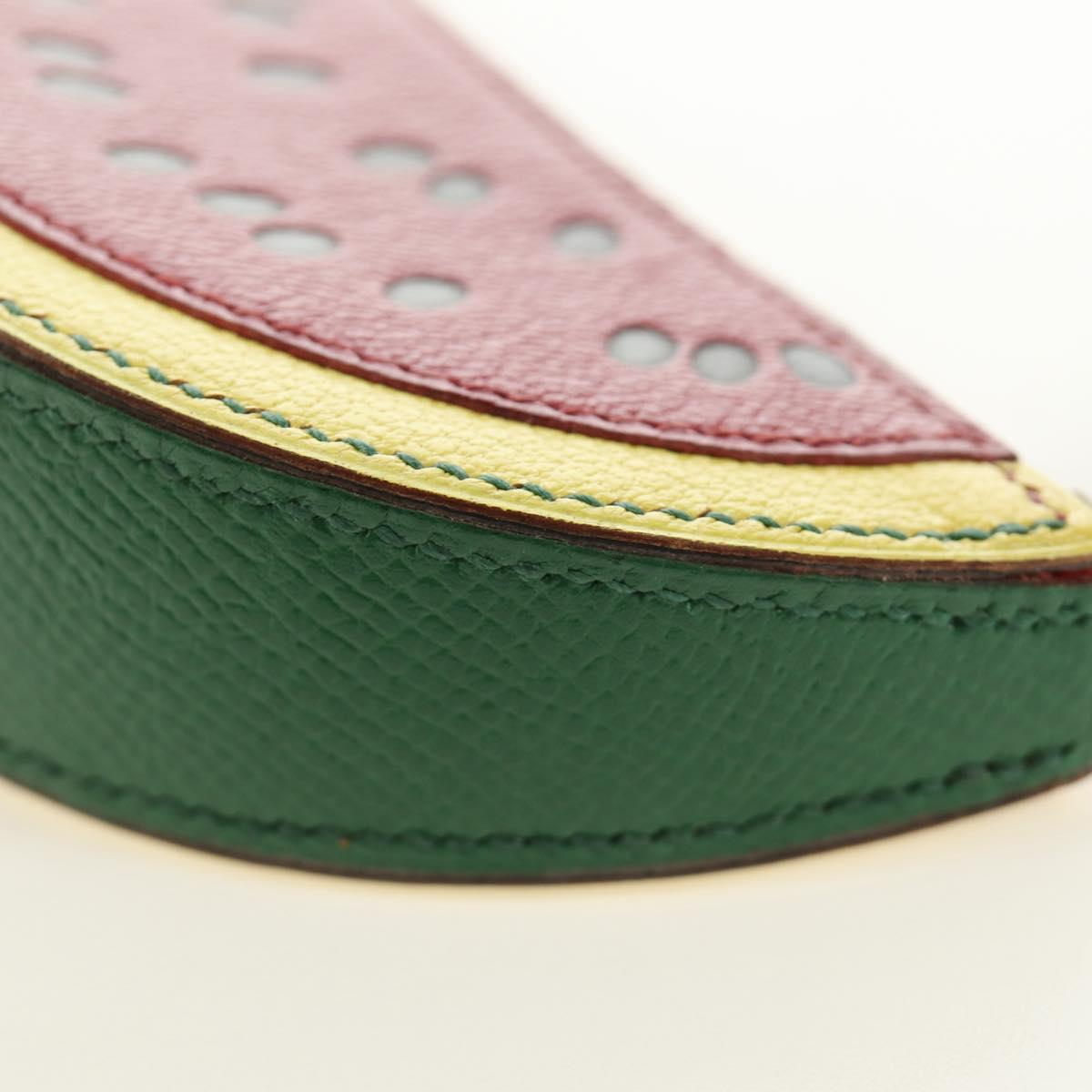 HERMES Watermelon Coin Purse Leather Red Auth 184685M