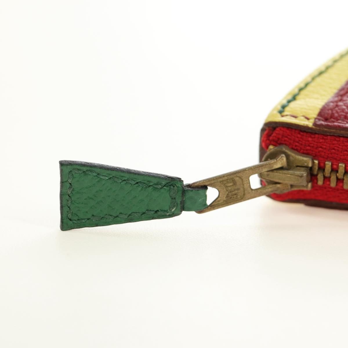 HERMES Watermelon Coin Purse Leather Red Auth 184685M