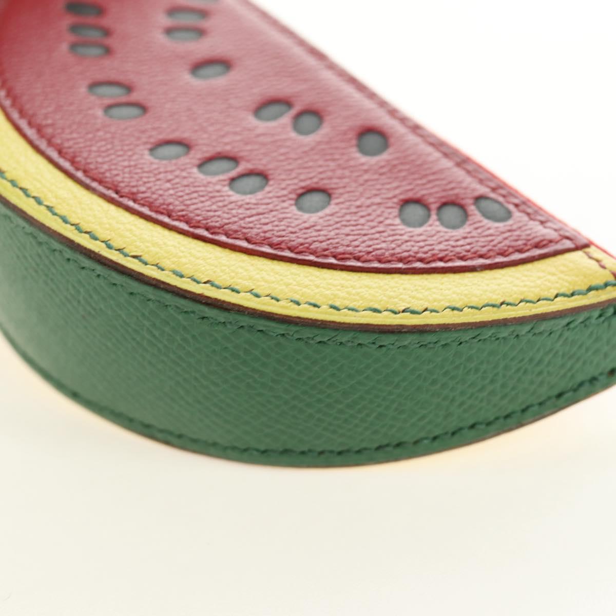 HERMES Watermelon Coin Purse Leather Red Auth 184685M