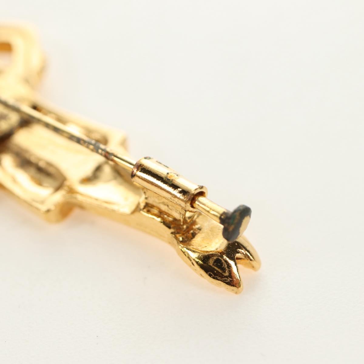 CHANEL Mademoiselle Brooch metal Gold Tone CC Auth 184687V
