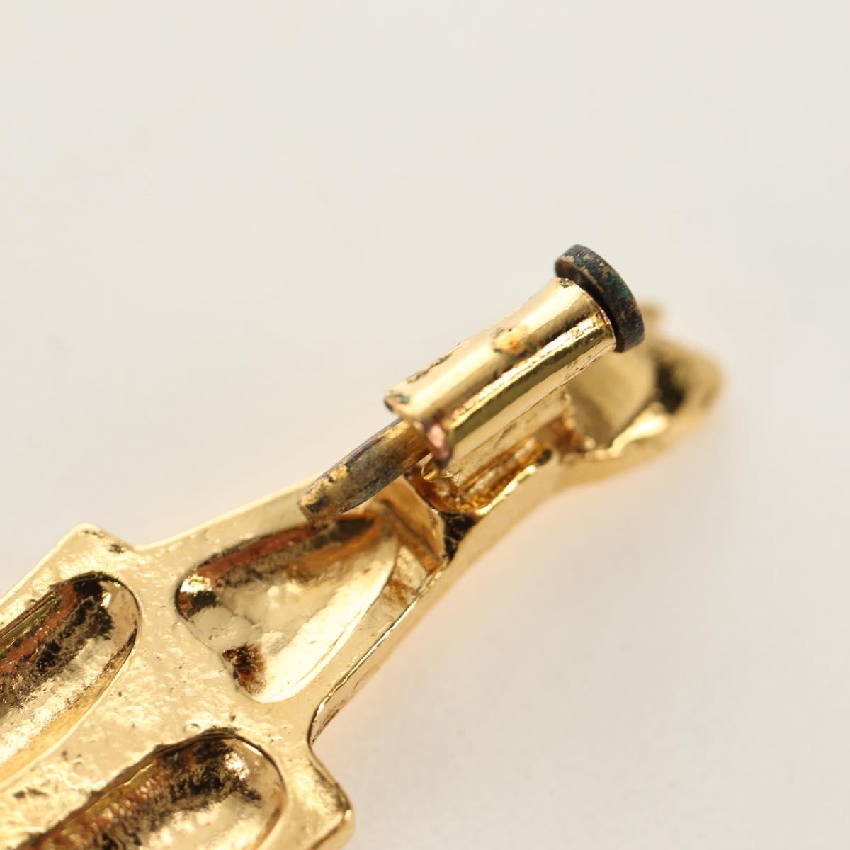 CHANEL Mademoiselle Brooch metal Gold Tone CC Auth 184687V