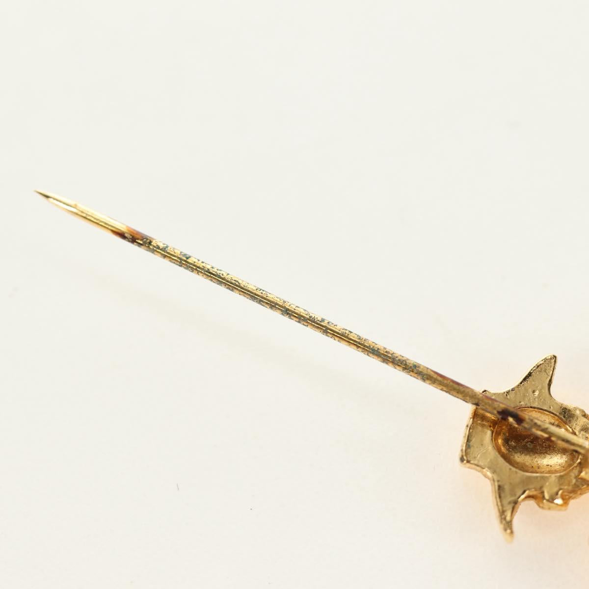 CHANEL Mademoiselle Brooch metal Gold Tone CC Auth 184687V