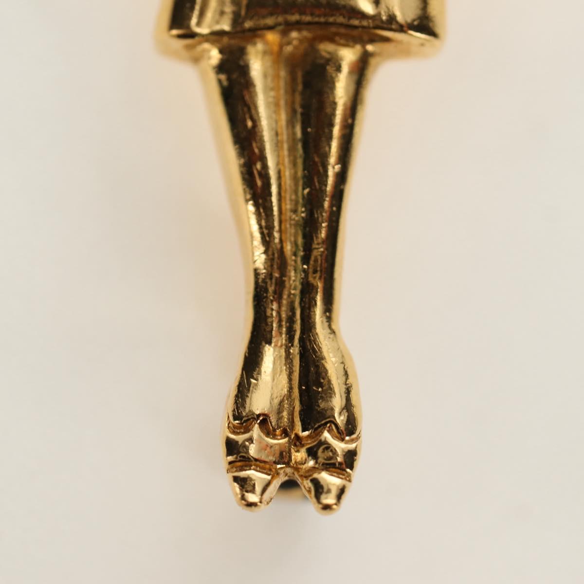CHANEL Mademoiselle Brooch metal Gold Tone CC Auth 184687V