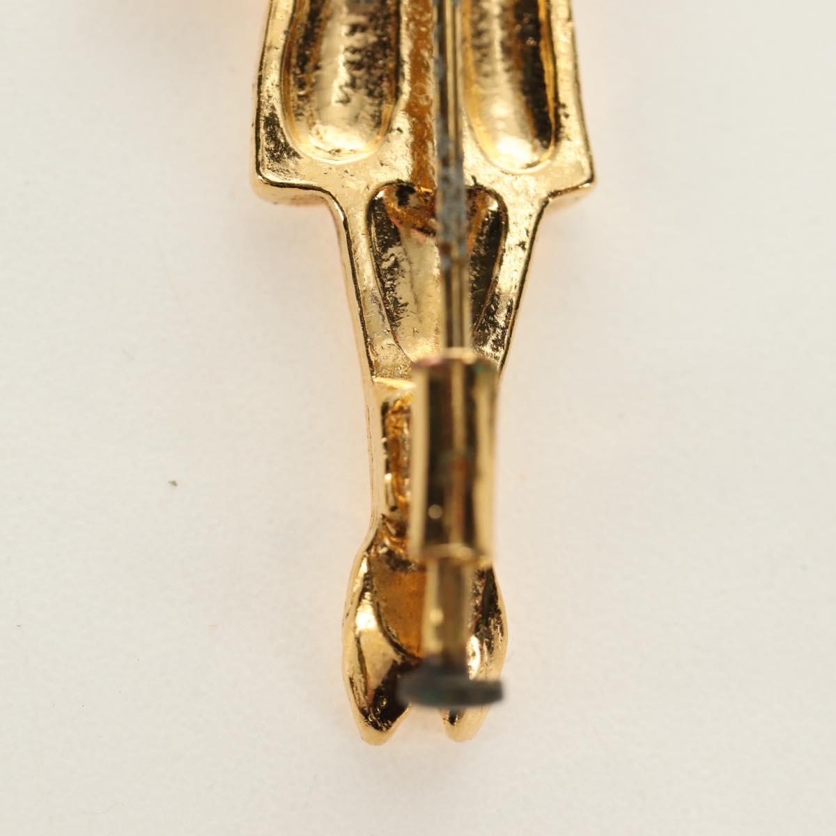 CHANEL Mademoiselle Brooch metal Gold Tone CC Auth 184687V