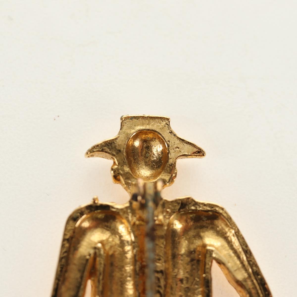 CHANEL Mademoiselle Brooch metal Gold Tone CC Auth 184687V