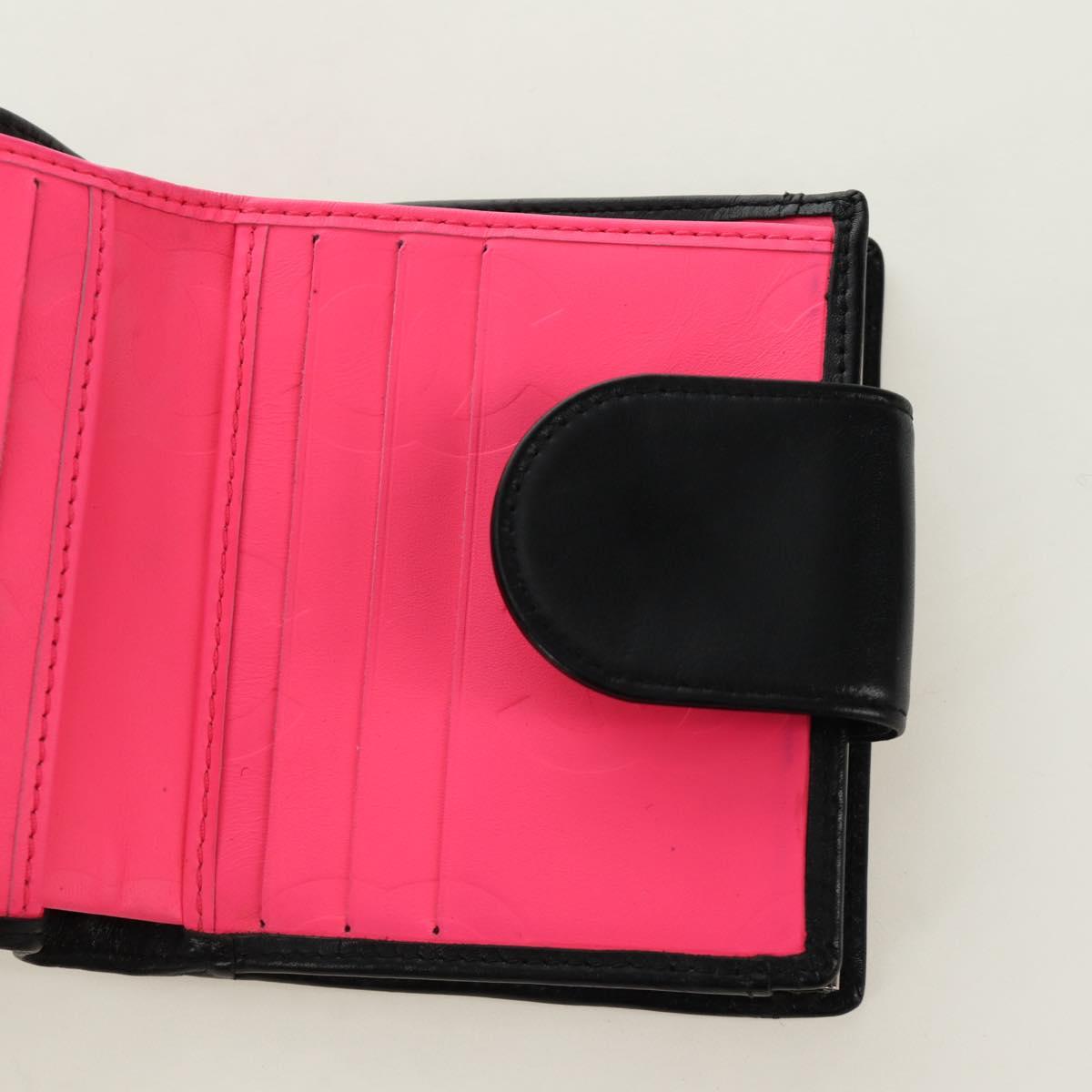 CHANEL Cambon Line Wallet Lamb Skin Black CC Auth 184691V