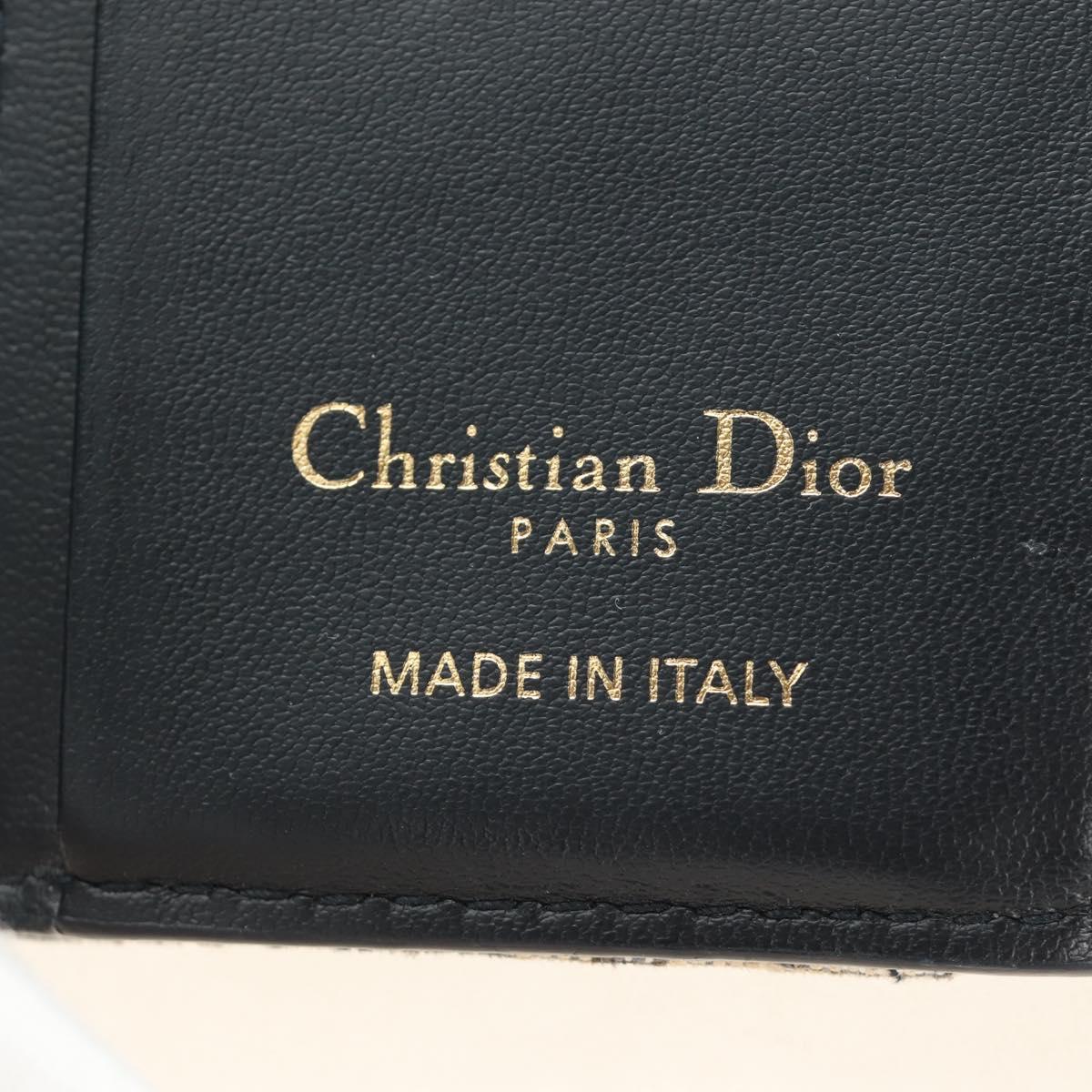 Christian Dior Trotter Canvas Card Case Navy Gold Auth 184692M