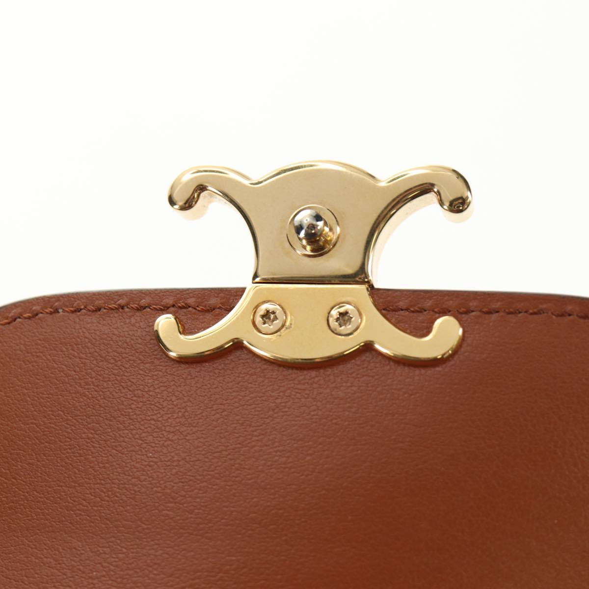 CELINE Triomphe Wallet Denim Blue Gold Auth 184693M