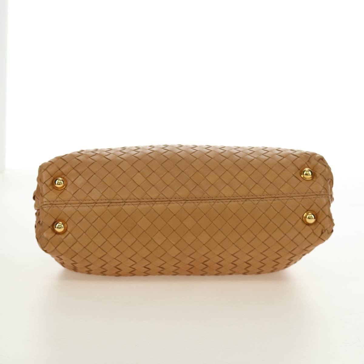 BOTTEGA VENETA INTRECCIATO Hand Bag Leather 2way Beige Gold Auth 184696V