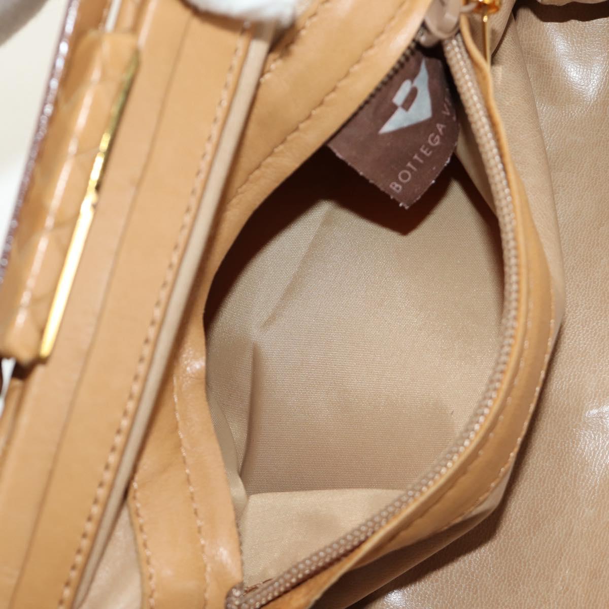 BOTTEGA VENETA INTRECCIATO Hand Bag Leather 2way Beige Gold Auth 184696V