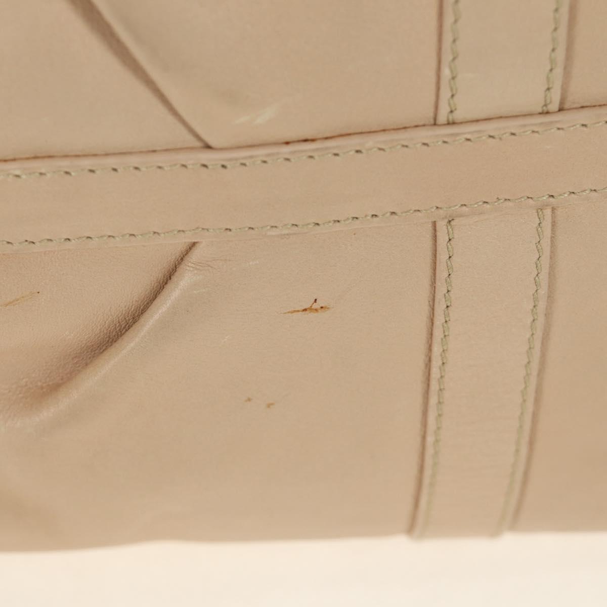 BVLGARI Chandra Hand Bag Leather 2way Beige Gold Auth 184697A