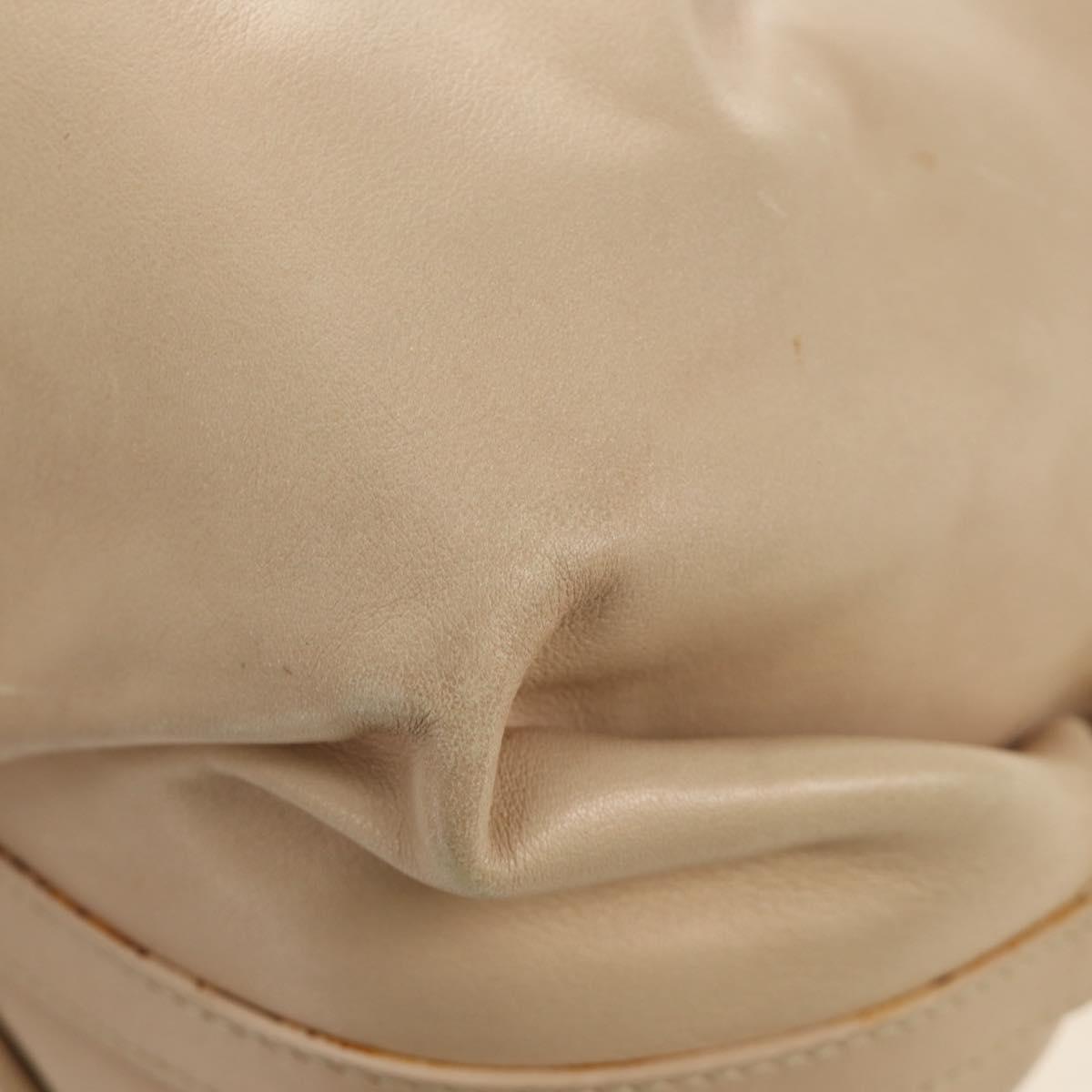 BVLGARI Chandra Hand Bag Leather 2way Beige Gold Auth 184697A