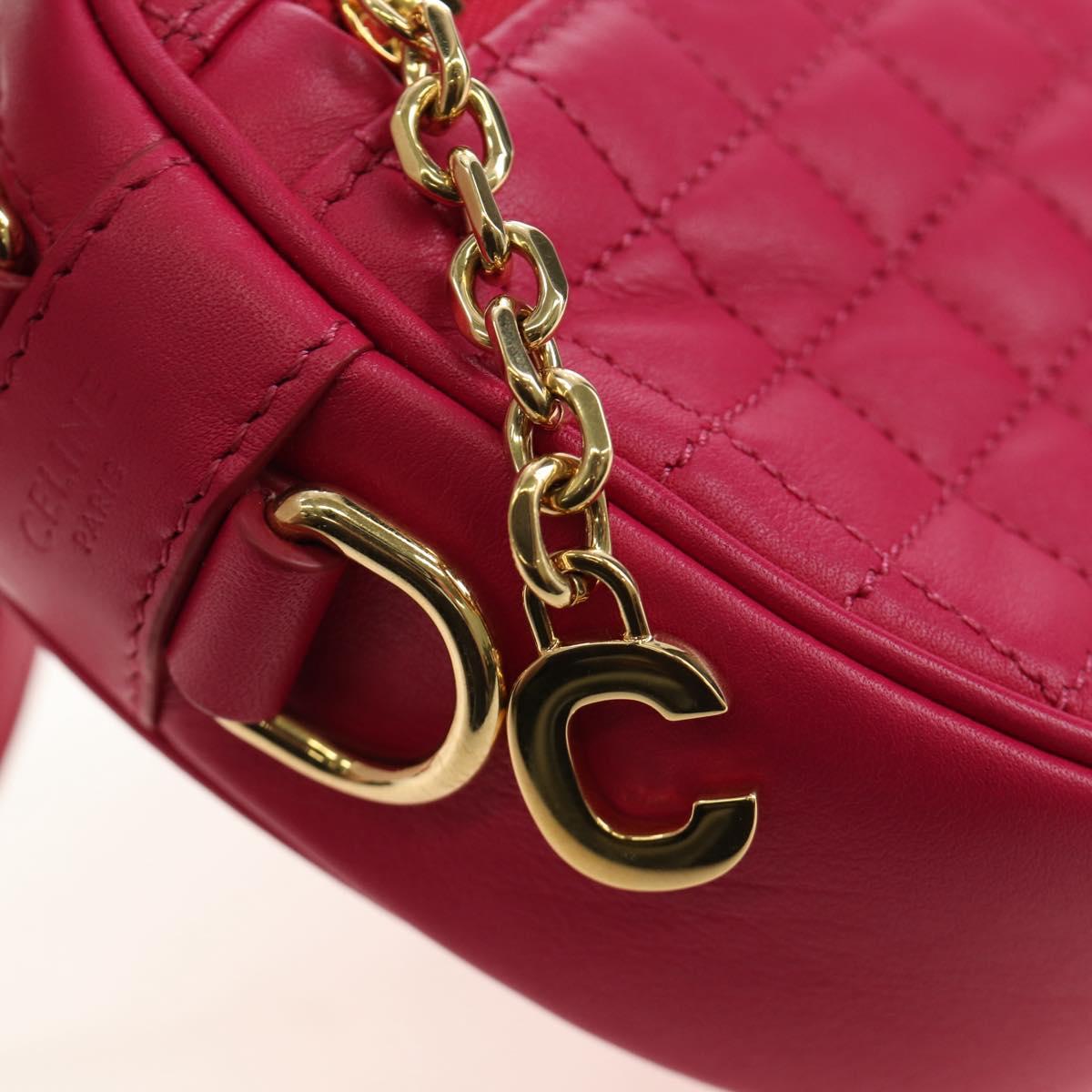 CELINE Shoulder Bag Leather Pink Gold Auth 184700V