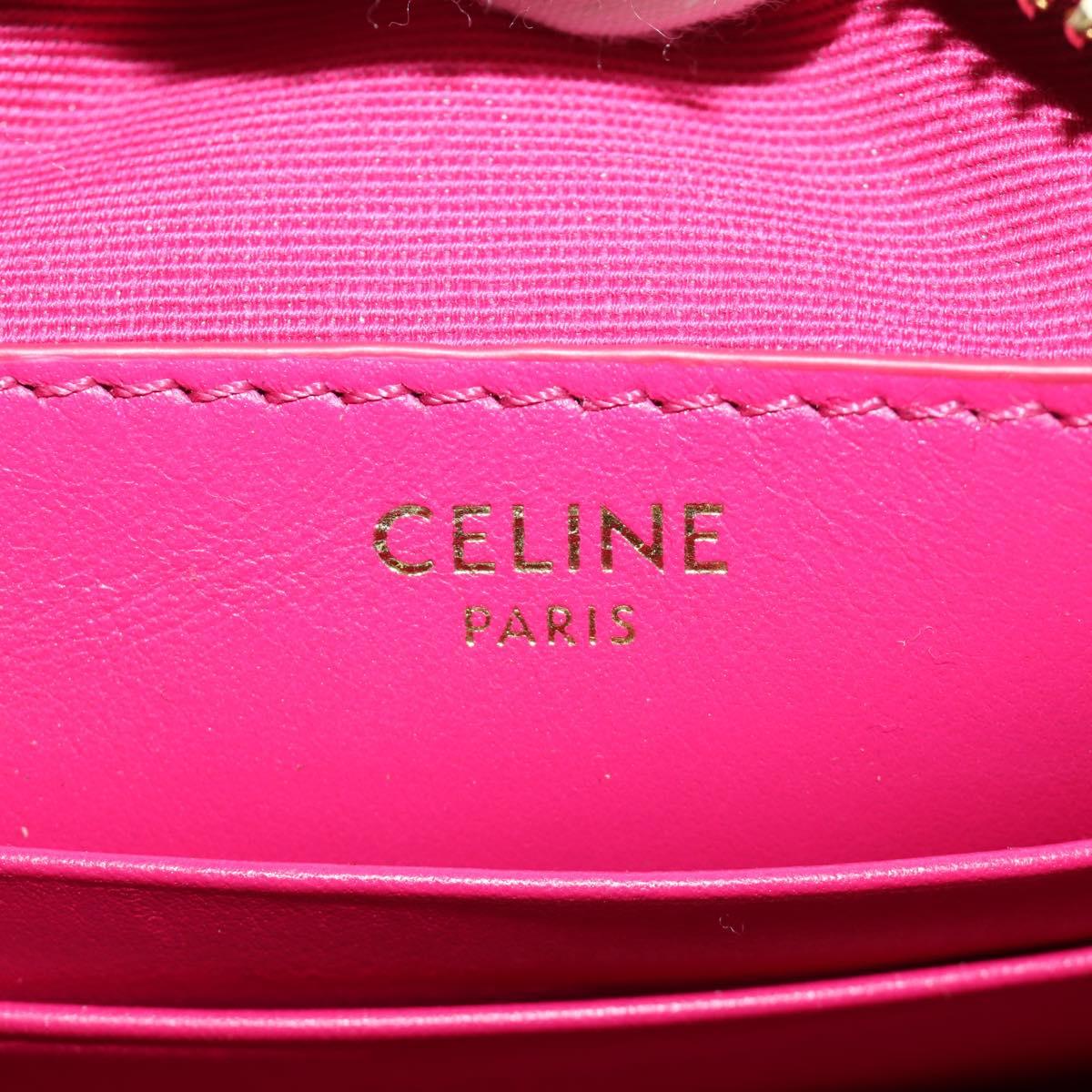 CELINE Shoulder Bag Leather Pink Gold Auth 184700V