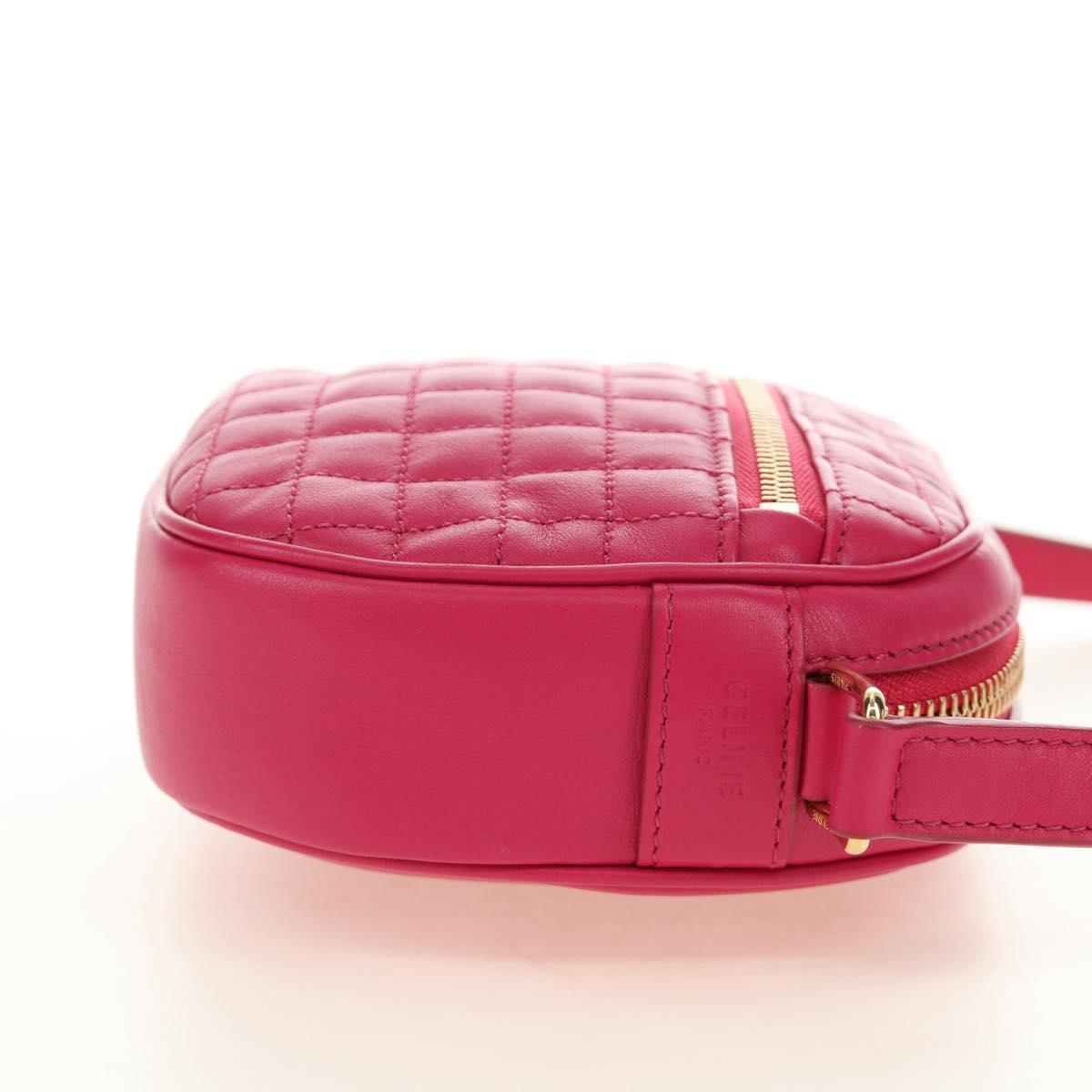 CELINE Shoulder Bag Leather Pink Gold Auth 184700V
