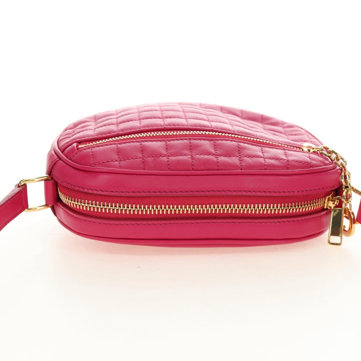 CELINE Shoulder Bag Leather Pink Gold Auth 184700V