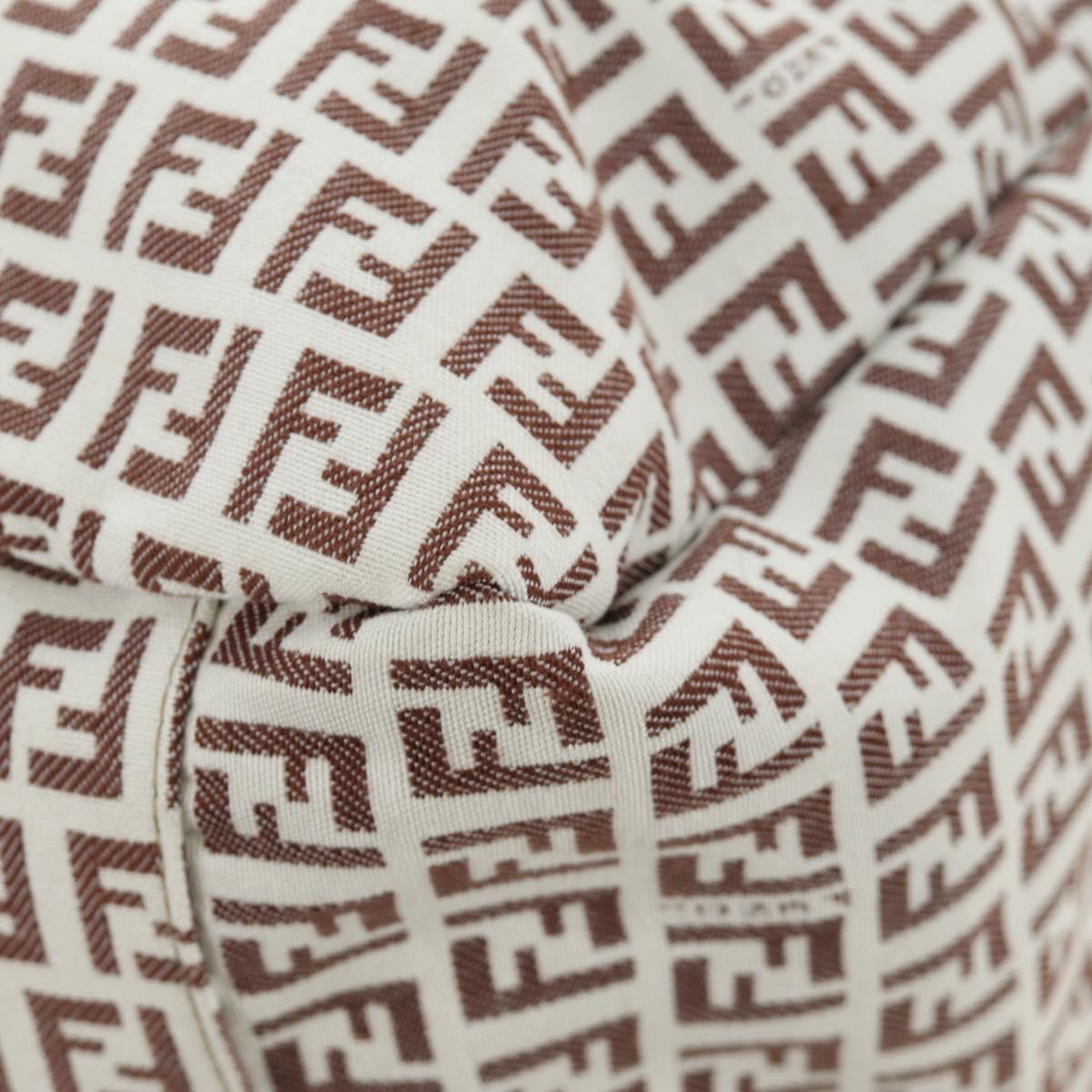 FENDI Zucchino Canvas Tote Bag White Gold Auth 184707V