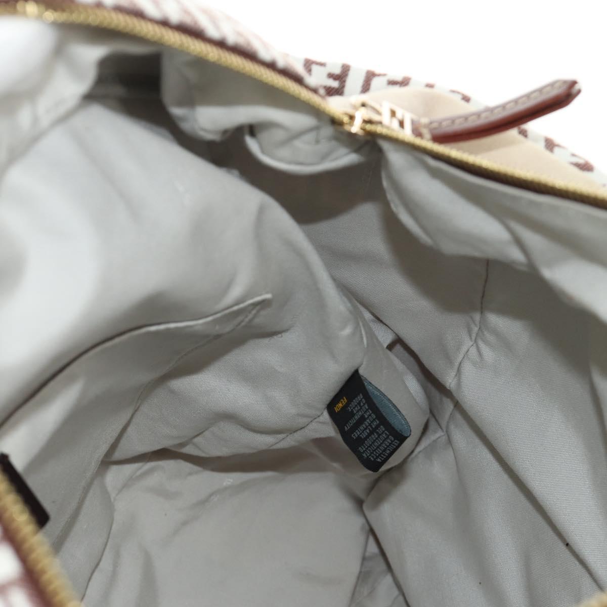 FENDI Zucchino Canvas Tote Bag White Gold Auth 184707V