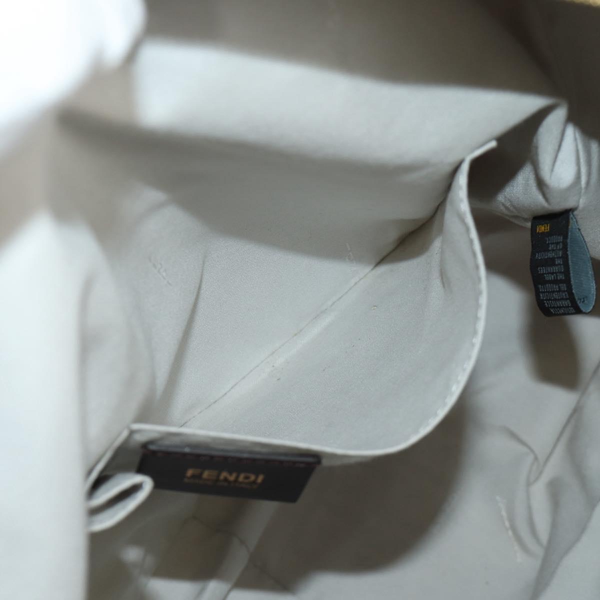 FENDI Zucchino Canvas Tote Bag White Gold Auth 184707V