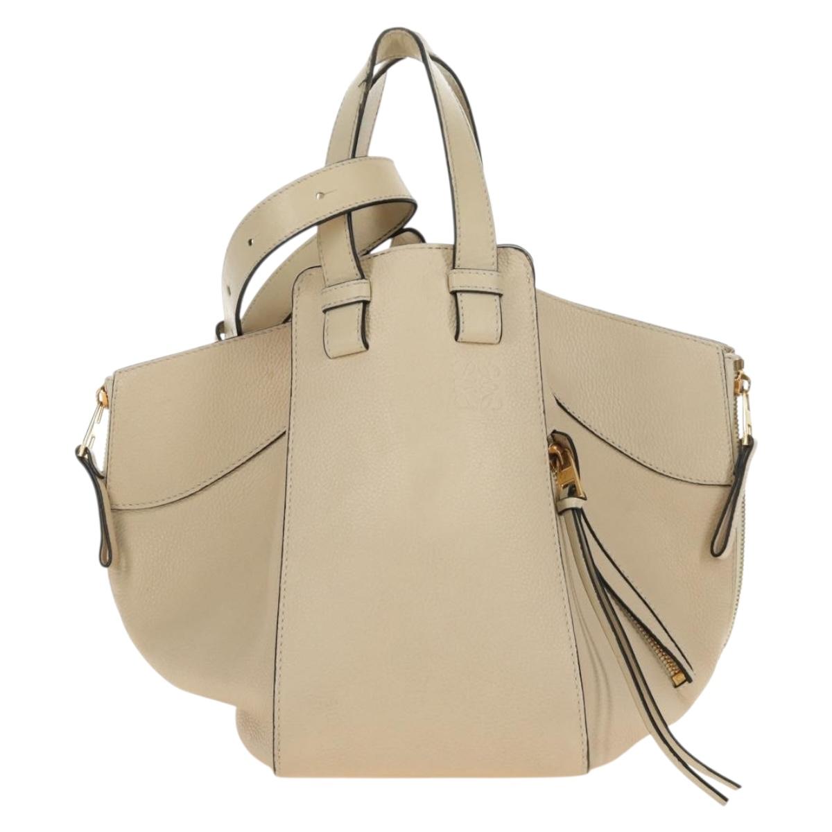LOEWE Hammock bag Hand Bag Leather 2way Beige Auth 184708V