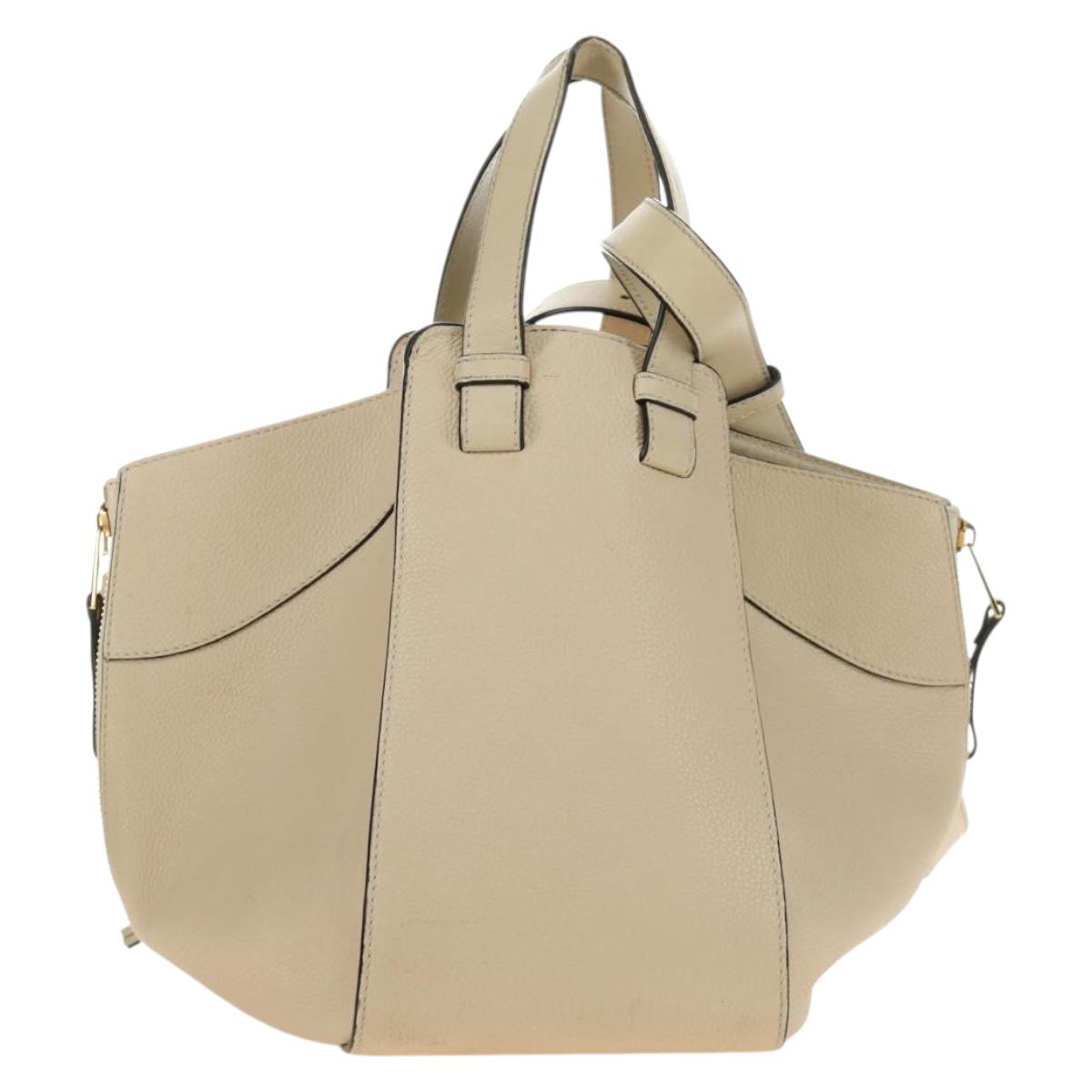 LOEWE Hammock bag Hand Bag Leather 2way Beige Auth 184708V