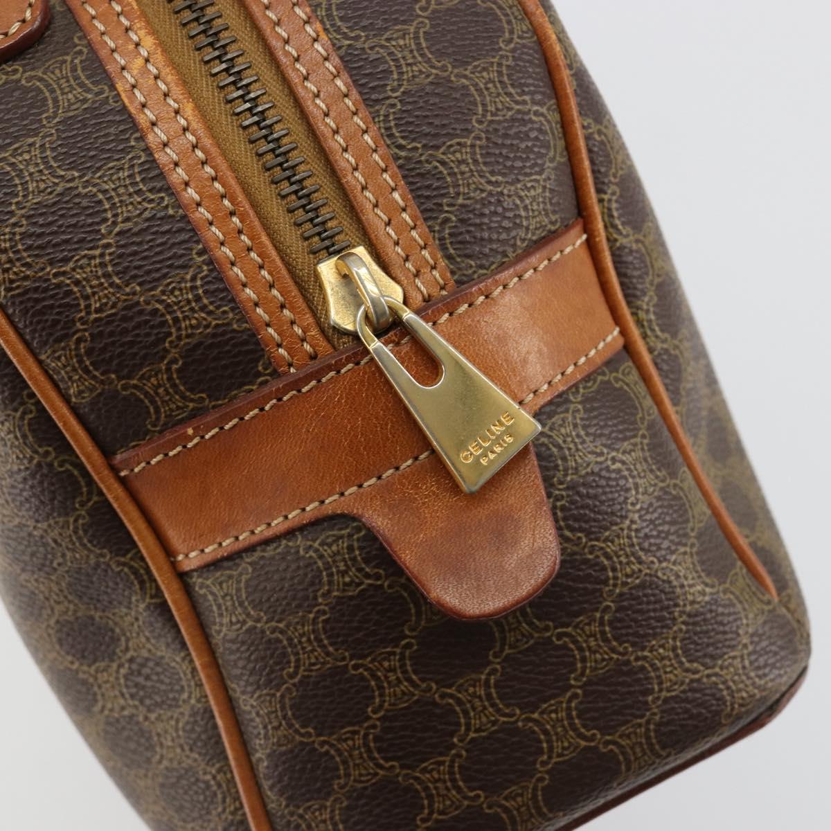 CELINE Macadam Canvas Hand Bag PVC Leather Brown Gold Auth 184709