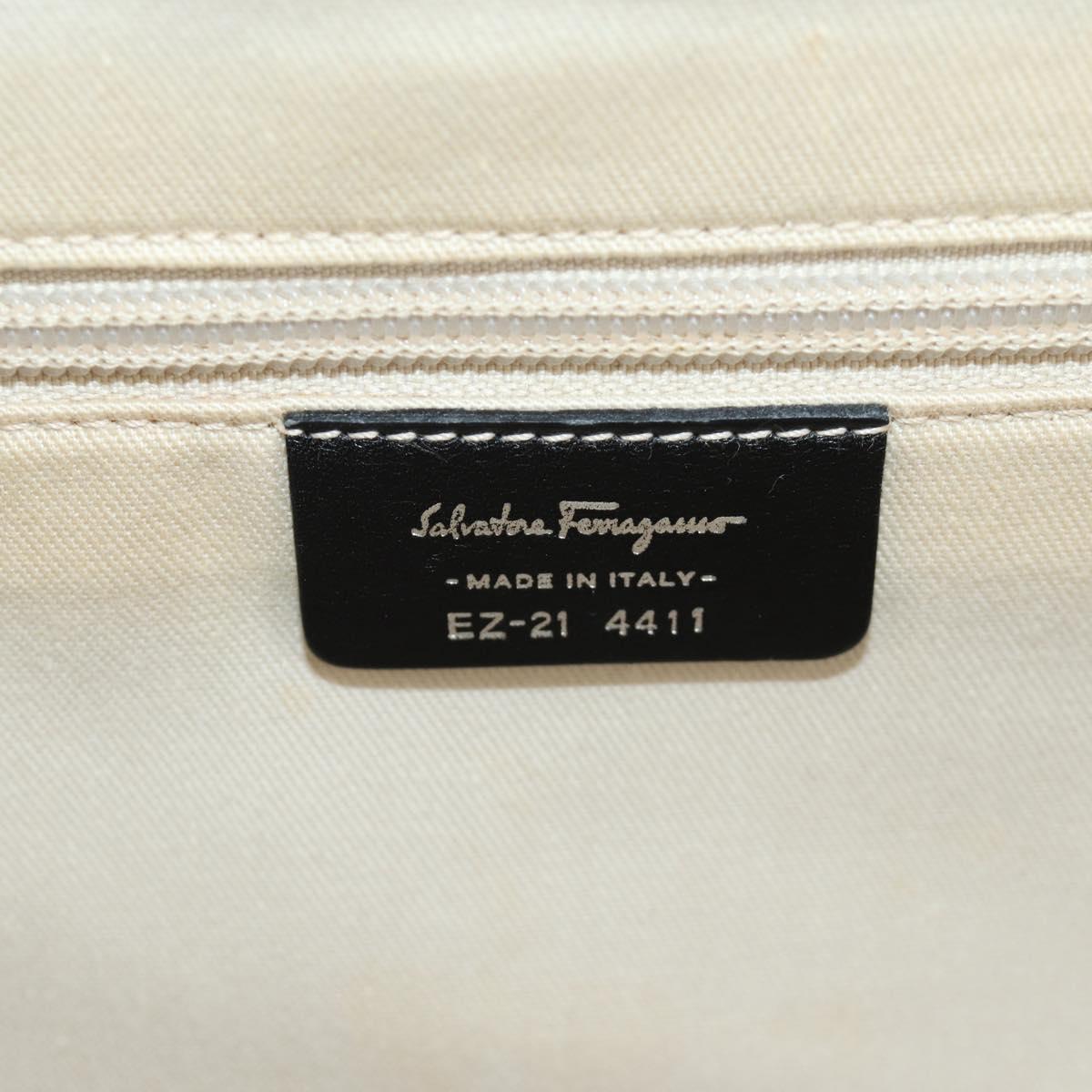 Salvatore Ferragamo Gancini Hand Bag Rattan Black Silver Auth 184711V
