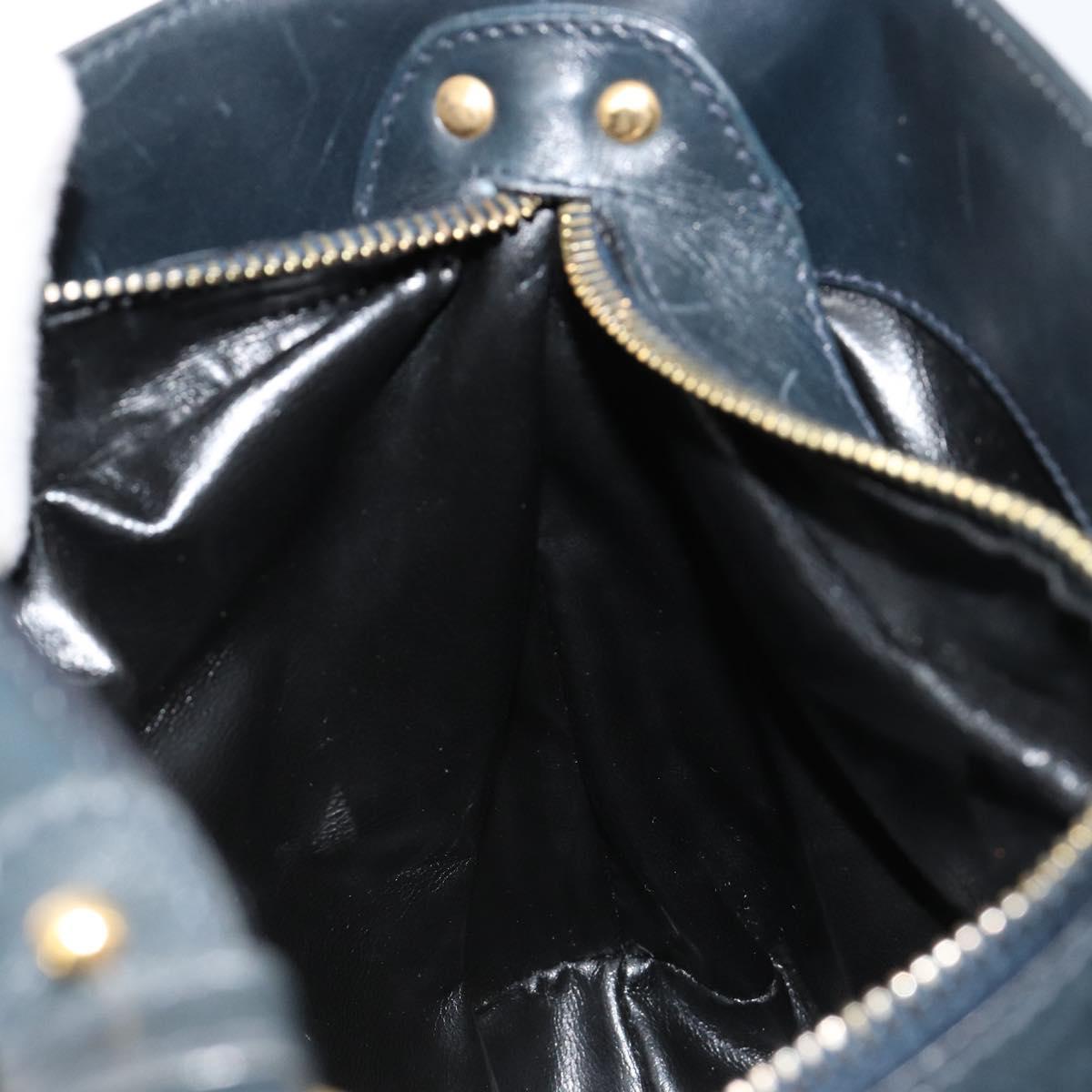 Salvatore Ferragamo Shoulder Bag Leather 2way Navy Gold Auth 184712